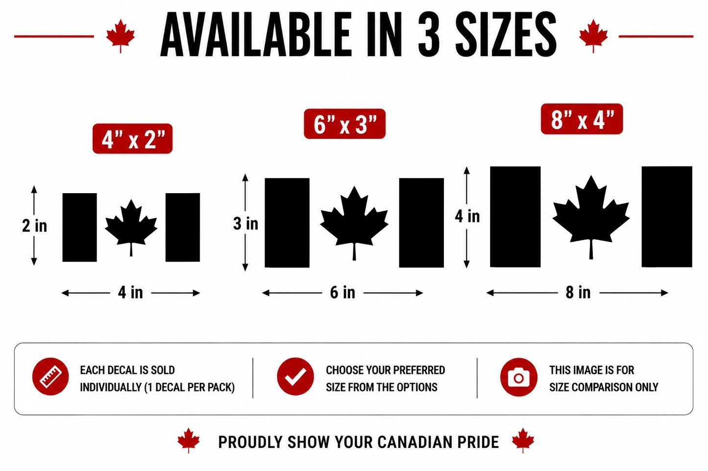 Canada Flag Vinyl Decal Available in 3 Sizes