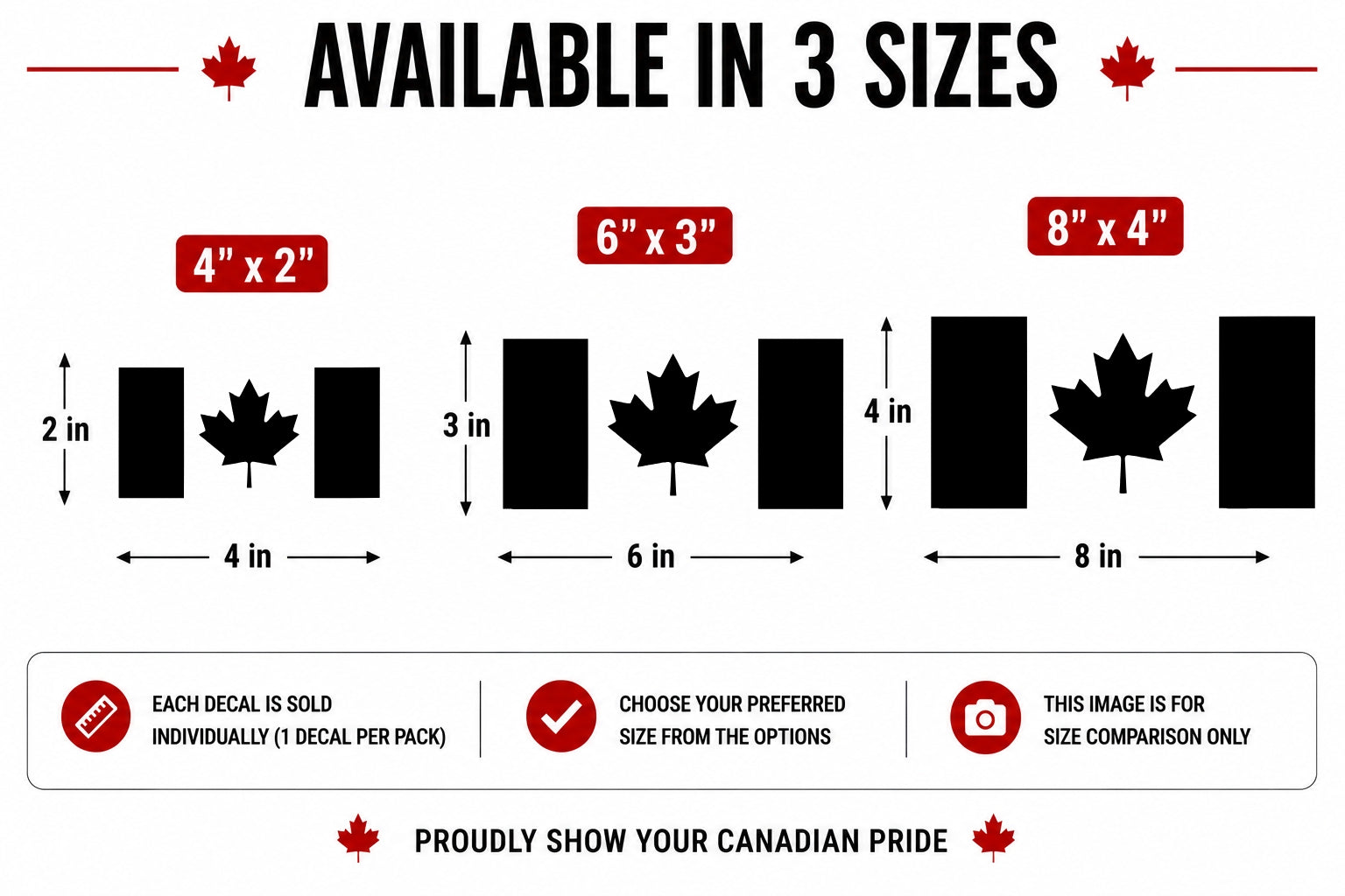 Canada Flag Vinyl Decal Available in 3 Sizes