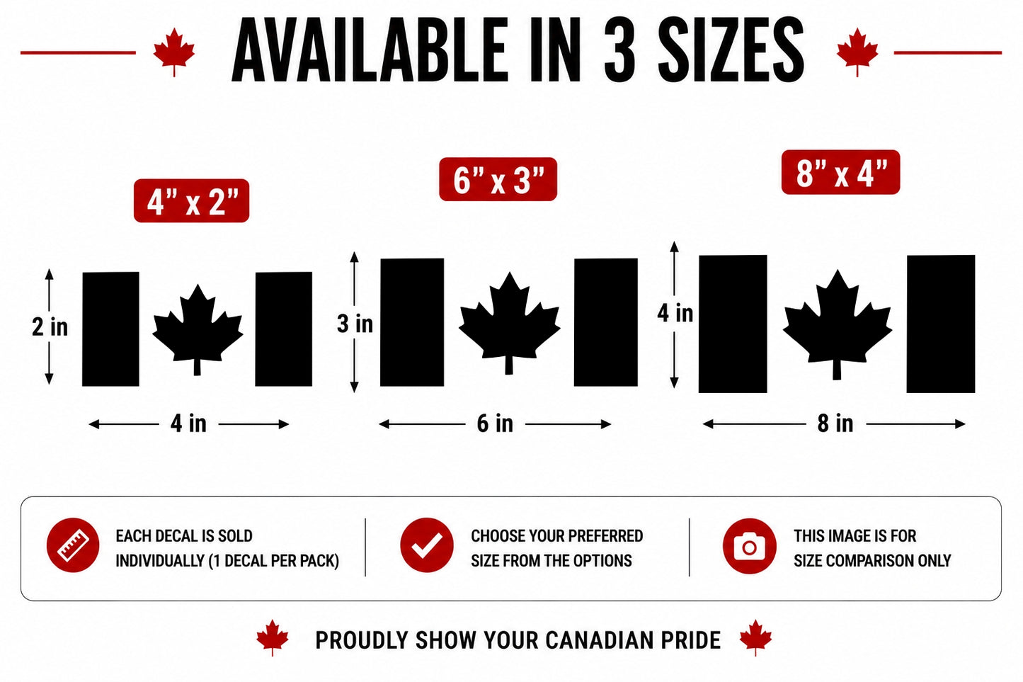 Canada Flag Vinyl Decal – Small Stem – Available Sizes