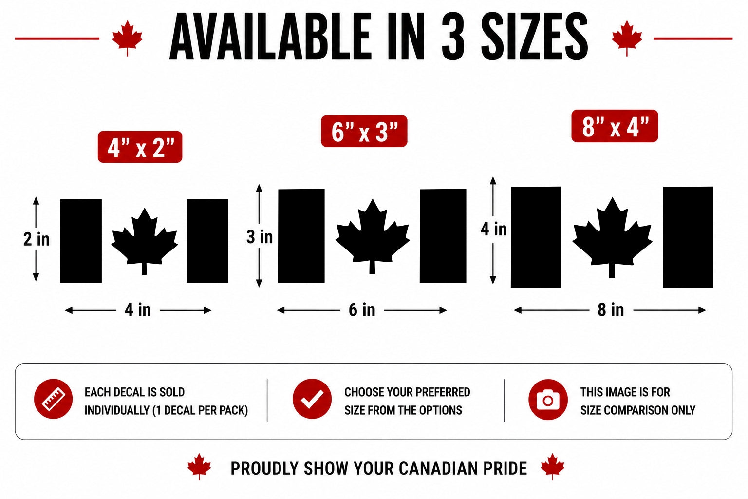 Canada Flag Vinyl Decal – Small Stem – Available Sizes