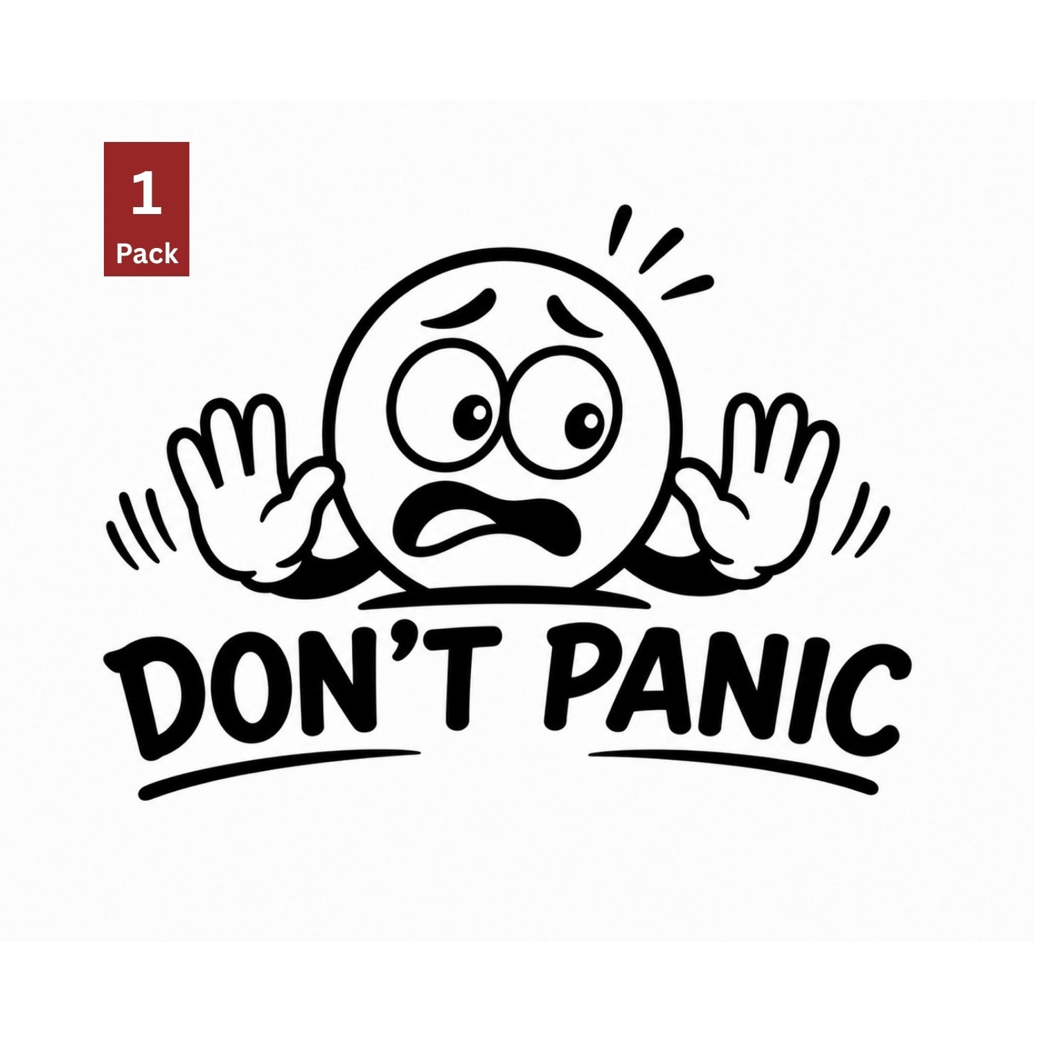 Don't Panic funny car decal with humorous character design