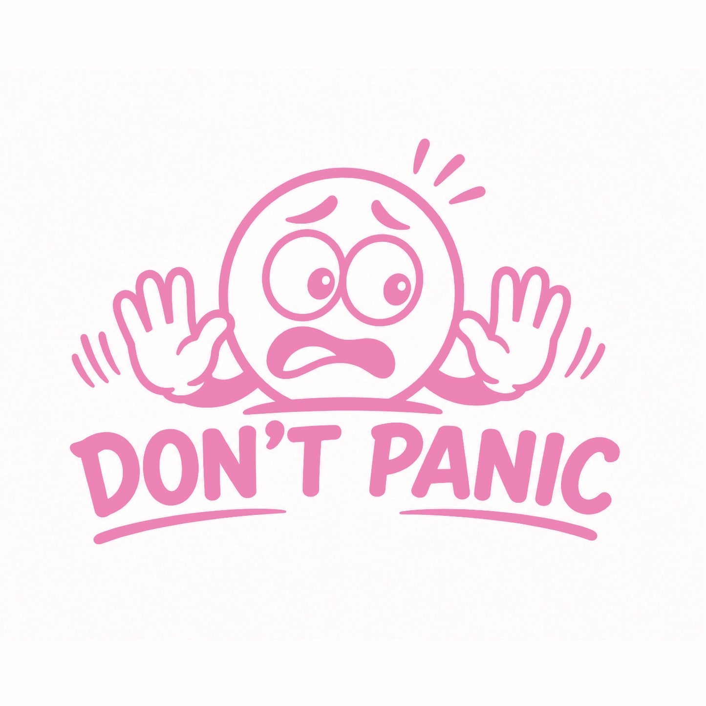 Don't Panic humorous car decal in baby pink