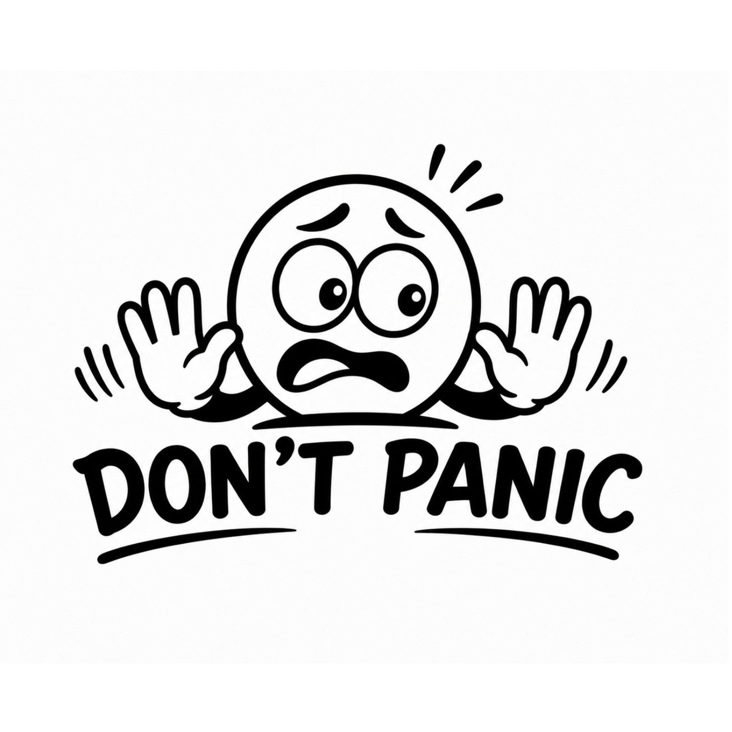 Don't Panic humorous car decal in black