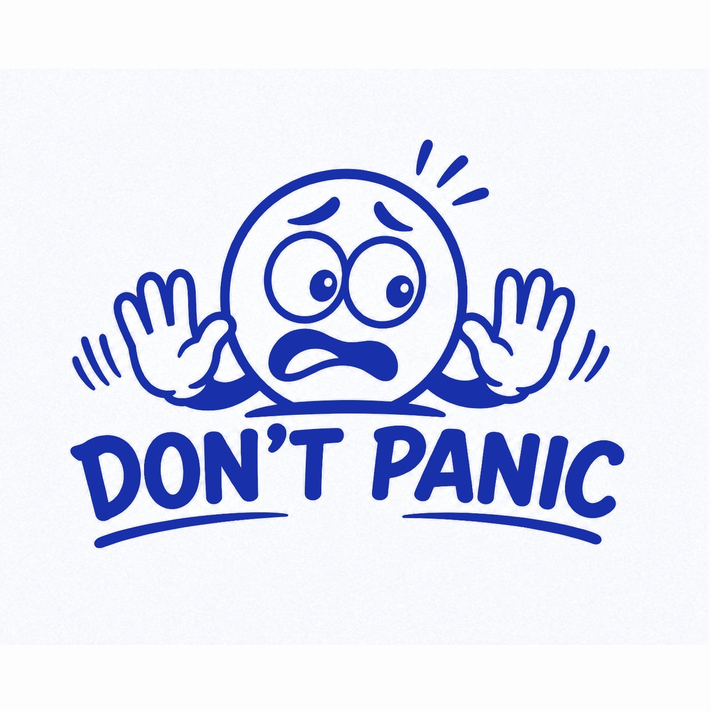 Don't Panic humorous car decal in blue