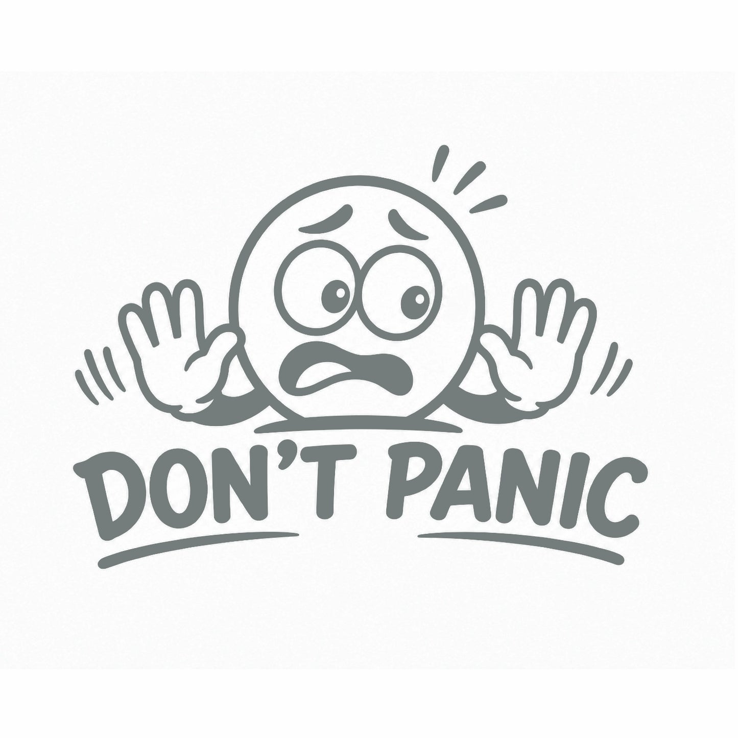 Don't Panic humorous car decal in grey