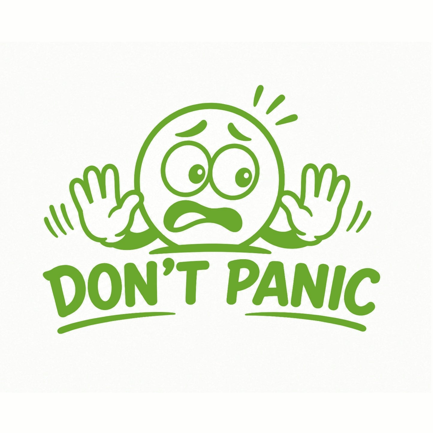 Don't Panic humorous car decal in lime green