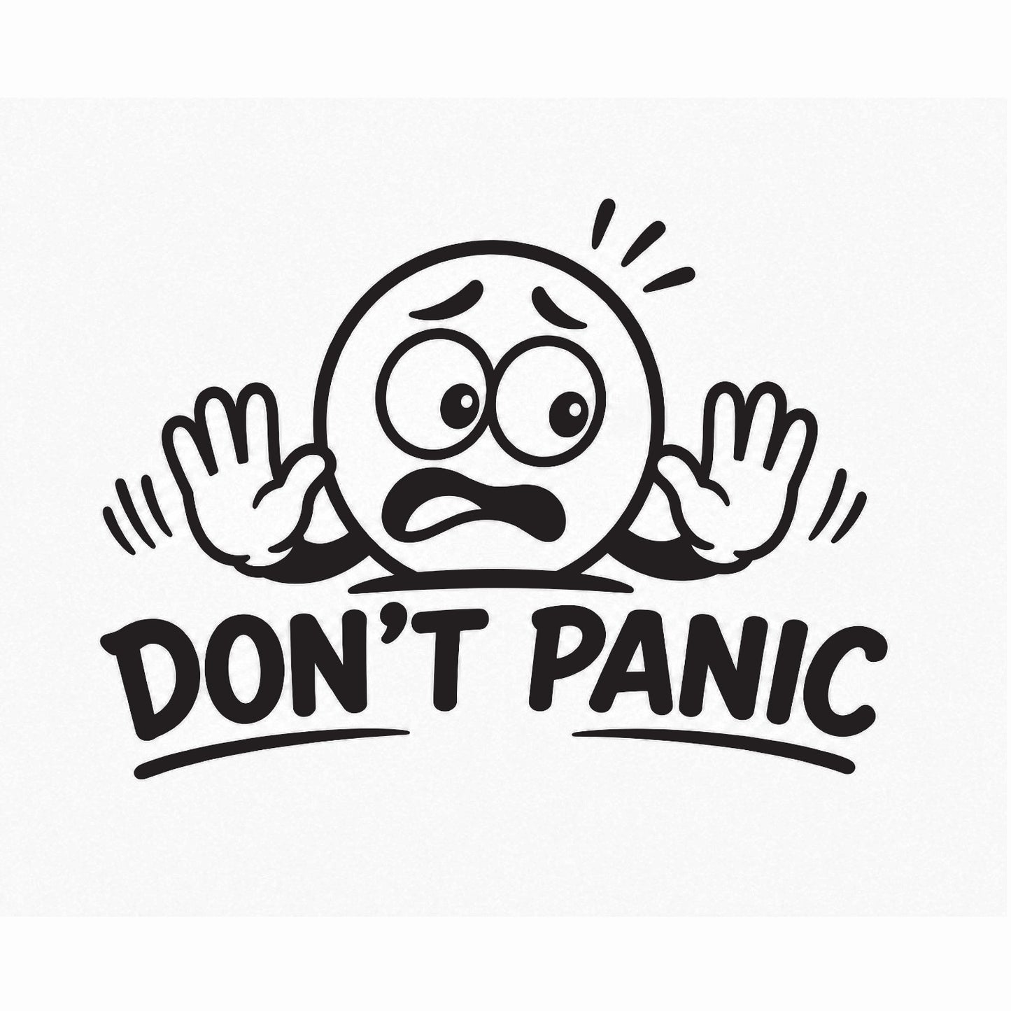 Don't Panic humorous car decal in matte black
