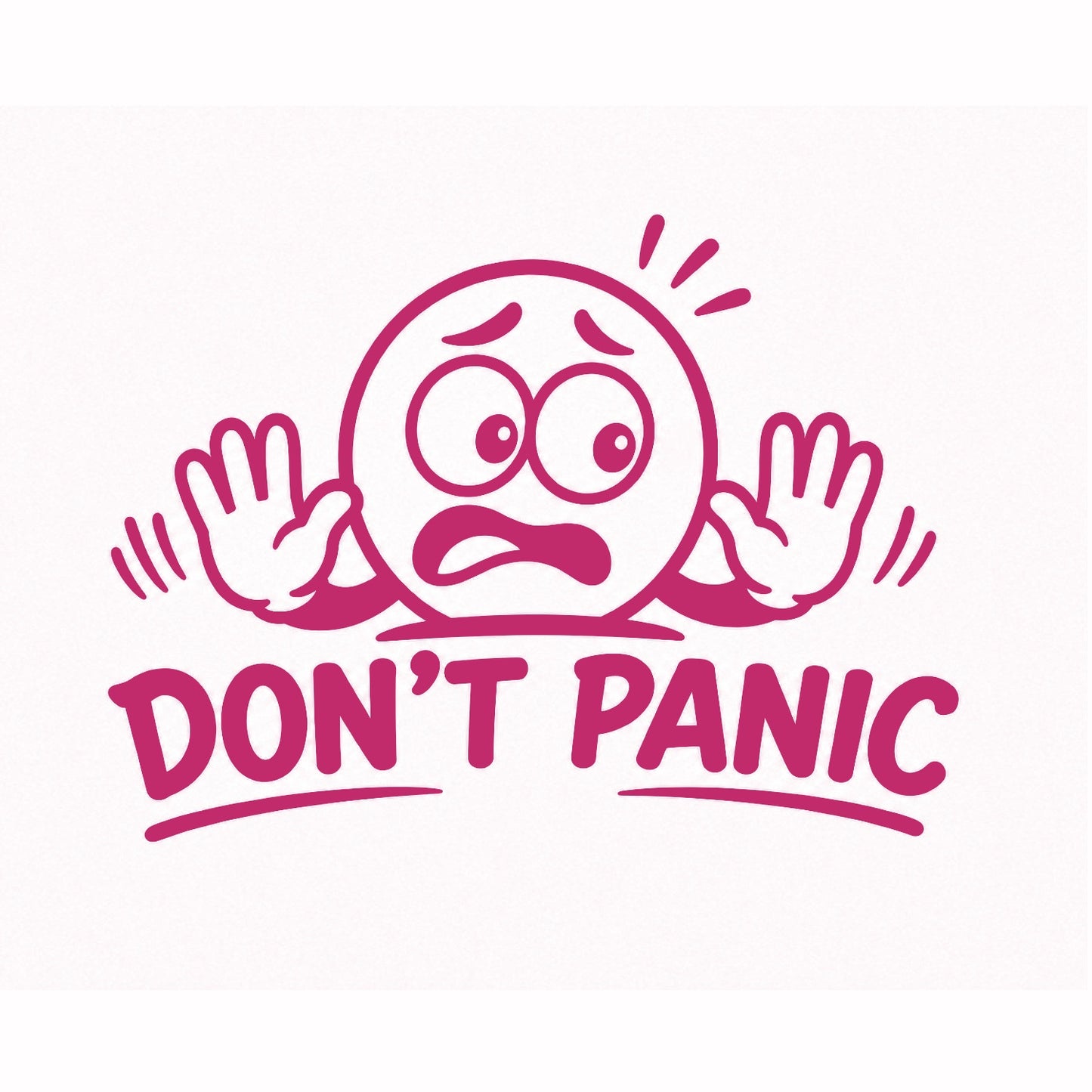Don't Panic humorous car decal in pink