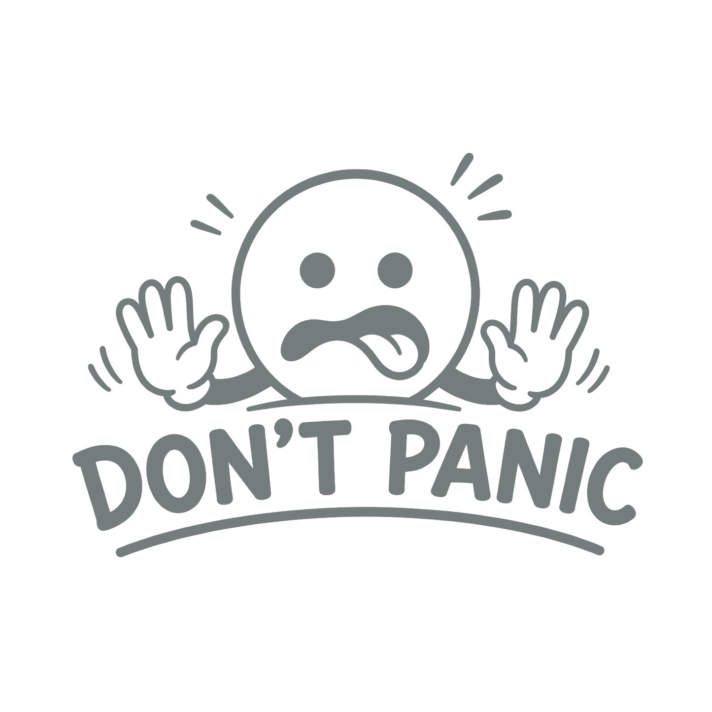 Grey Don't Panic vinyl decal for cars and trucks