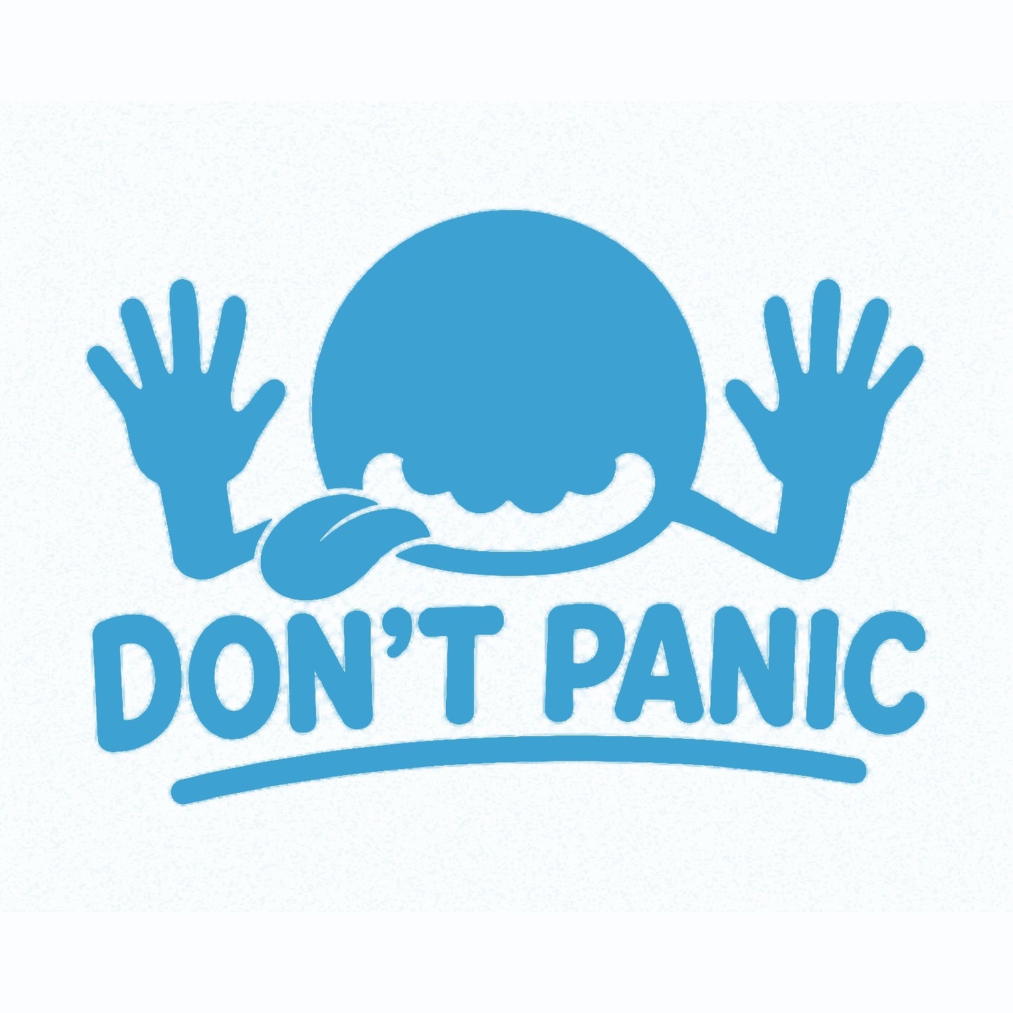 Light blue Don't Panic vinyl decal for car window