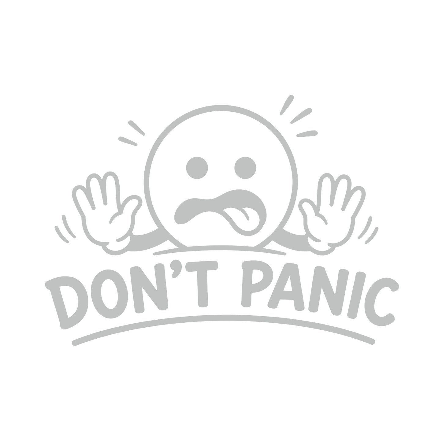 Light grey Don't Panic vinyl decal for cars and trucks