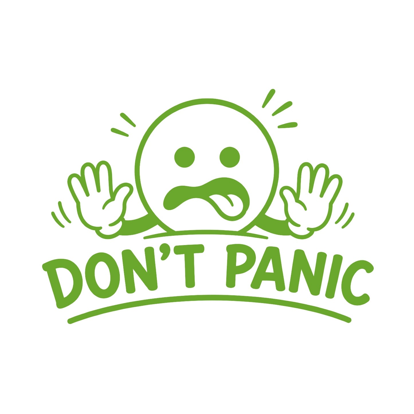 Lime green Don't Panic vinyl decal for cars and trucks
