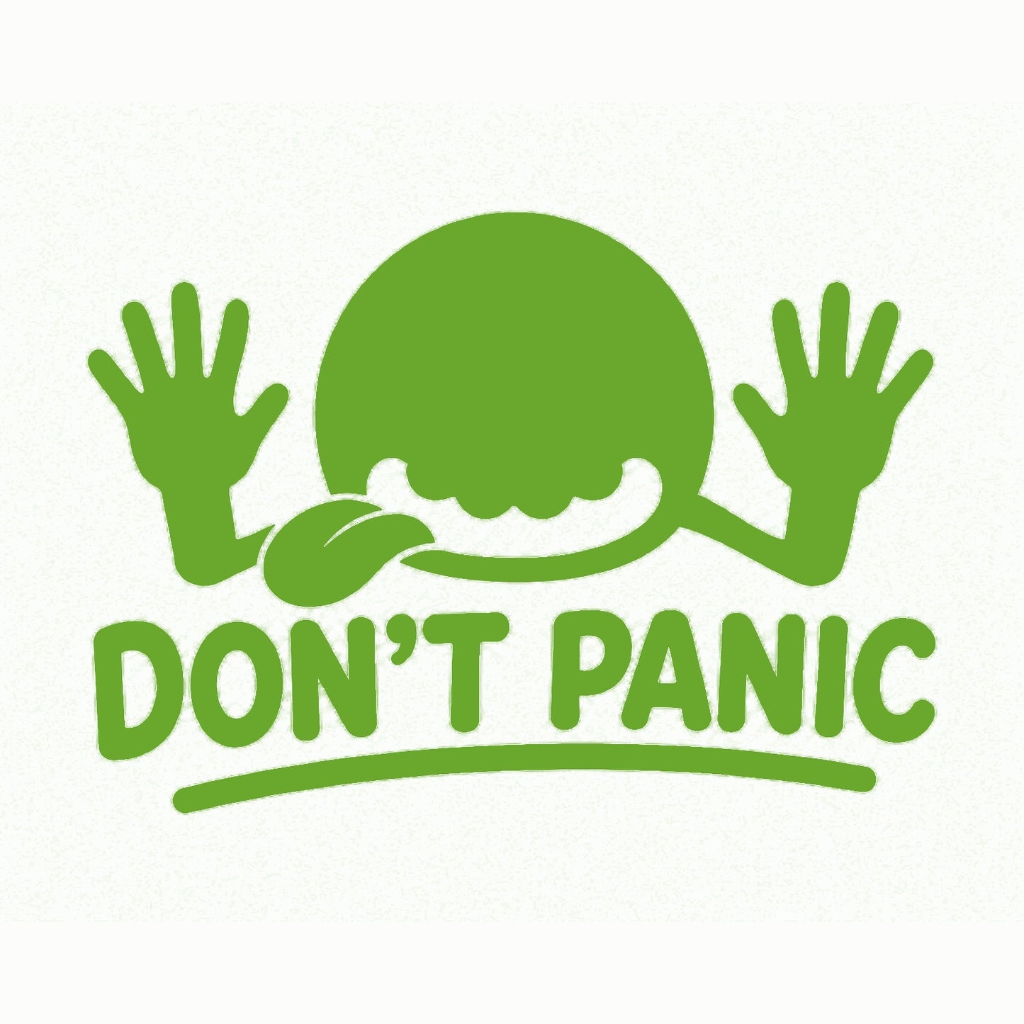Lime green Don't Panic vinyl decal for car window