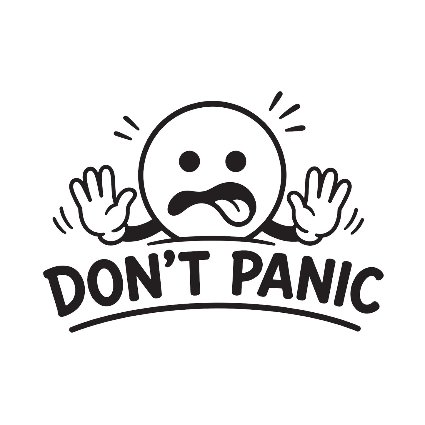 Matte black Don't Panic vinyl decal for cars and trucks