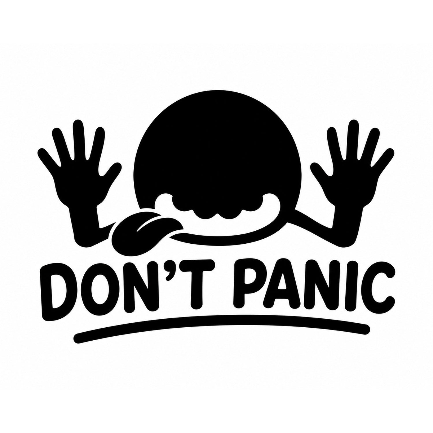 Matte black Don't Panic vinyl decal for car window