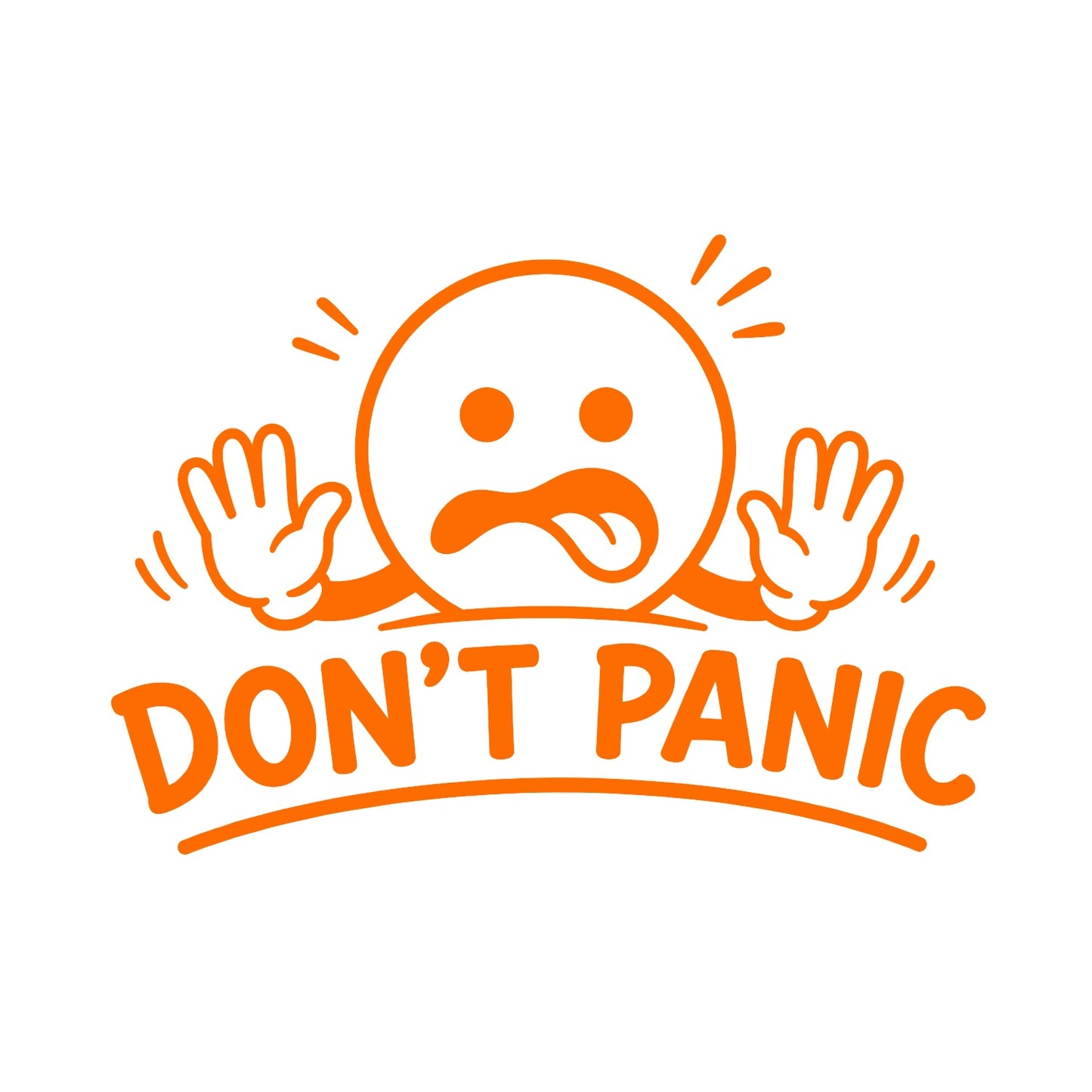 Orange Don't Panic vinyl decal for cars and trucks