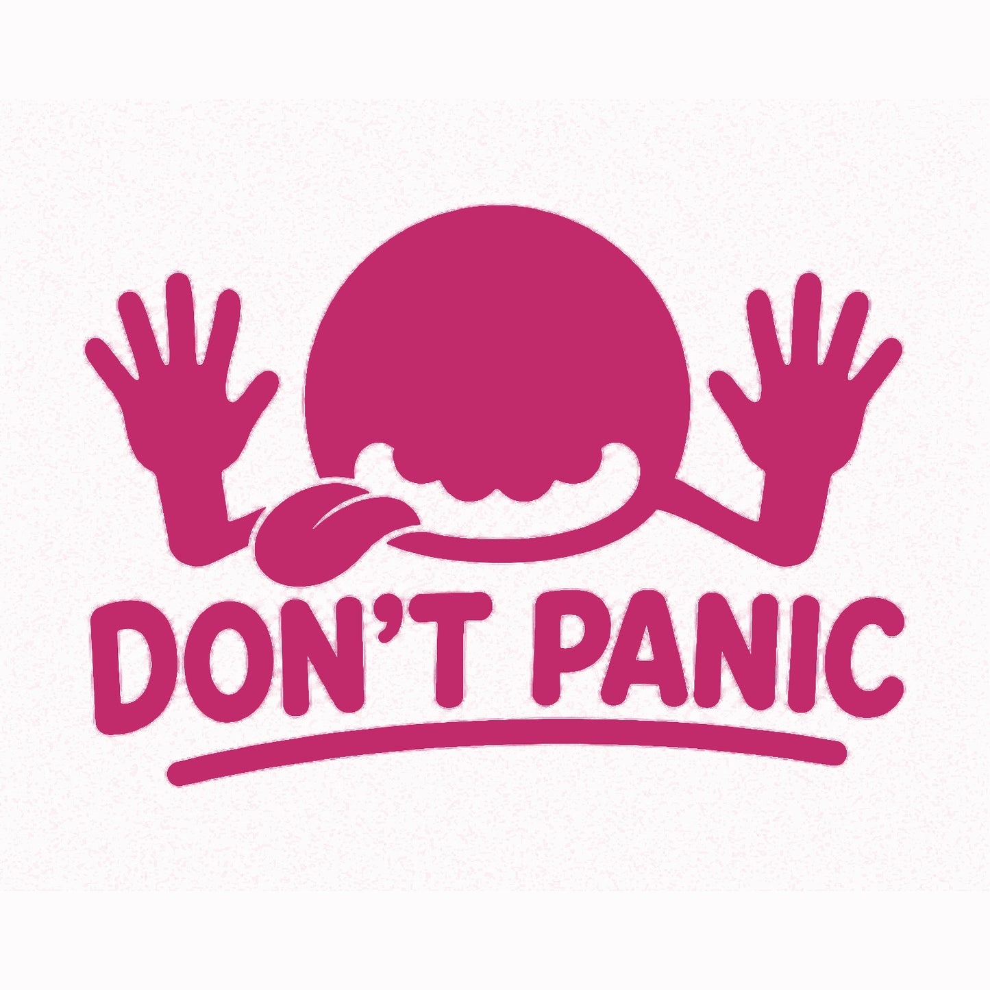 Pink Don't Panic vinyl decal for car window