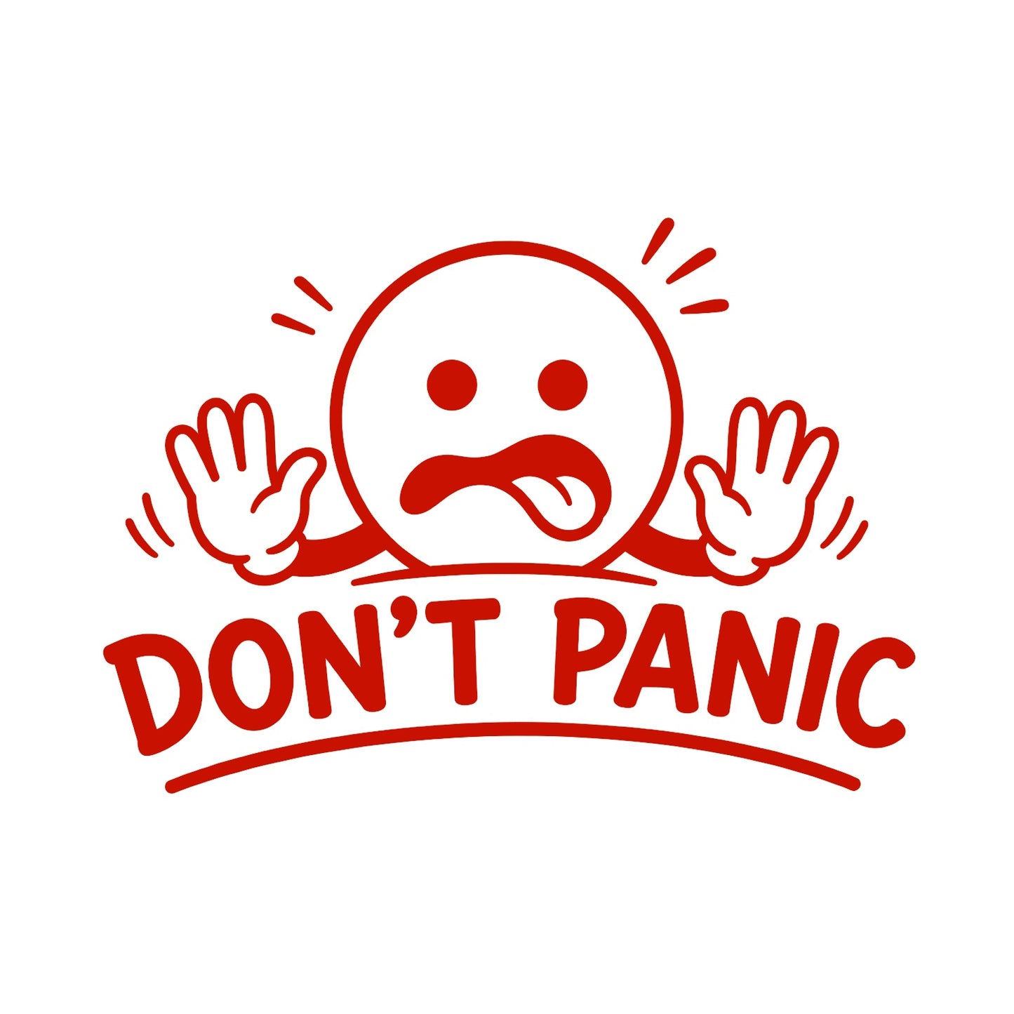 Red Don't Panic vinyl decal for cars and trucks