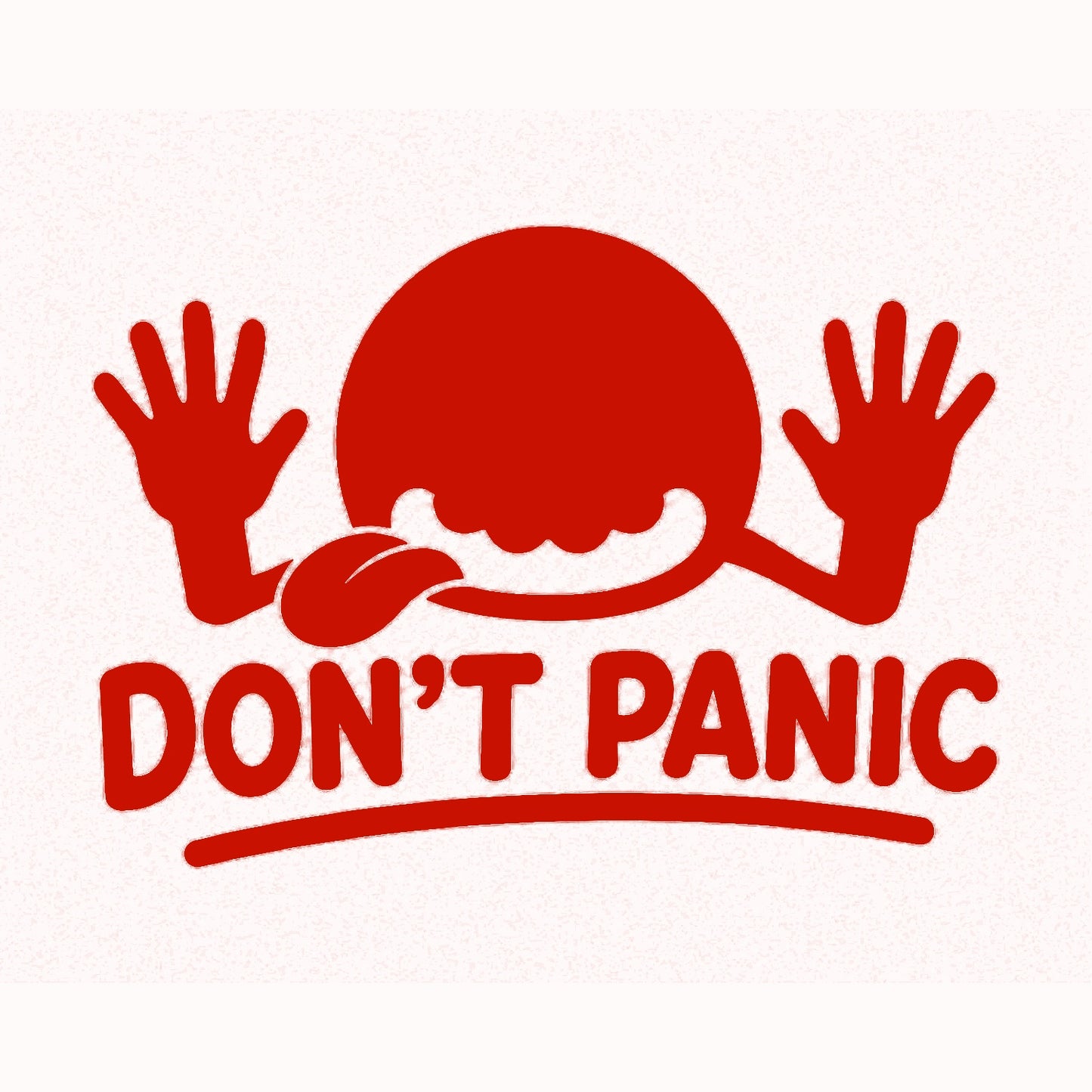 Red Don't Panic vinyl decal for car window