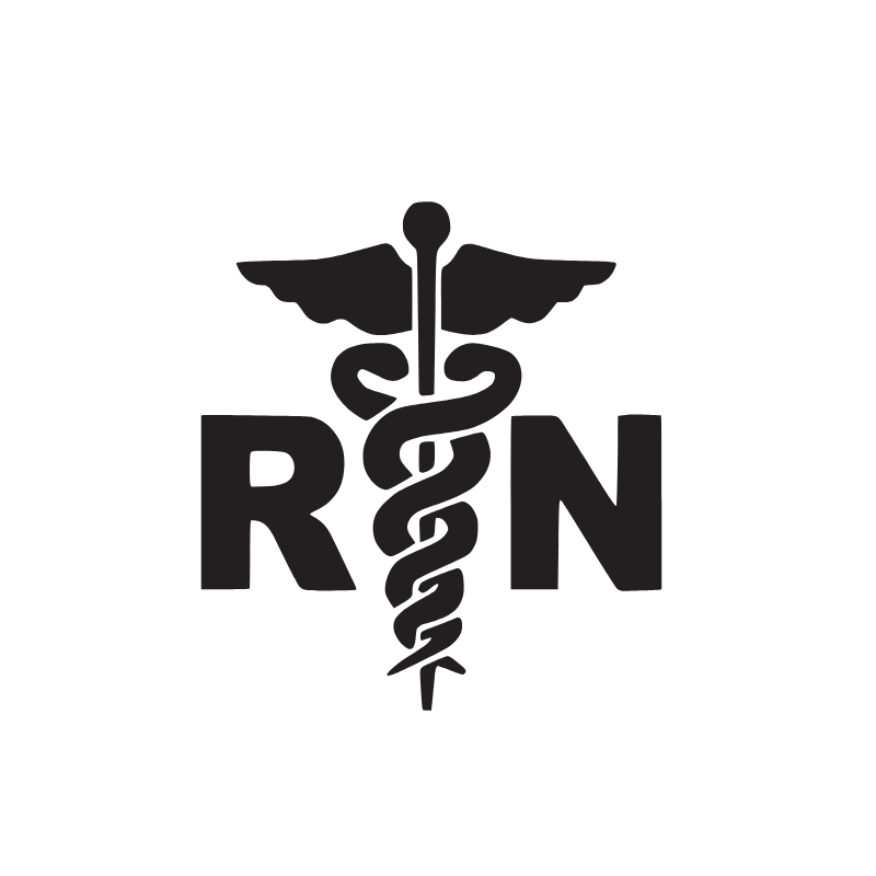 RN Vinyl Decal 1 Pack – Matte Black Registered Nurse Medical Symbol