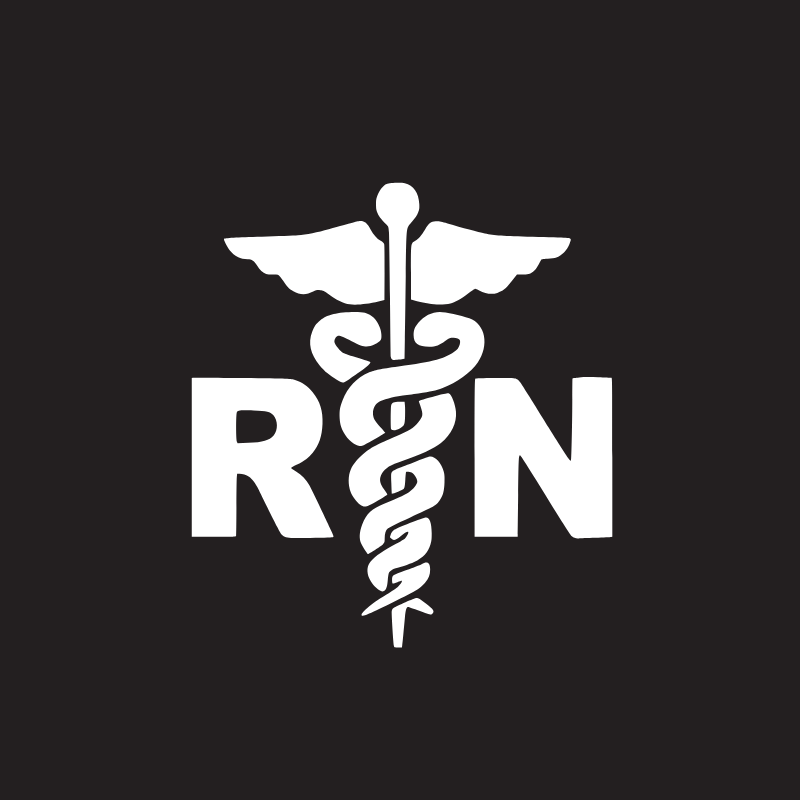 RN Vinyl Decal 1 Pack – White Registered Nurse Medical Symbol